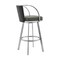 Armen Living Sandringham 30" Gray Faux Leather and Brushed Stainless Steel Swivel Bar Stool 721535762071 - alternate 5
